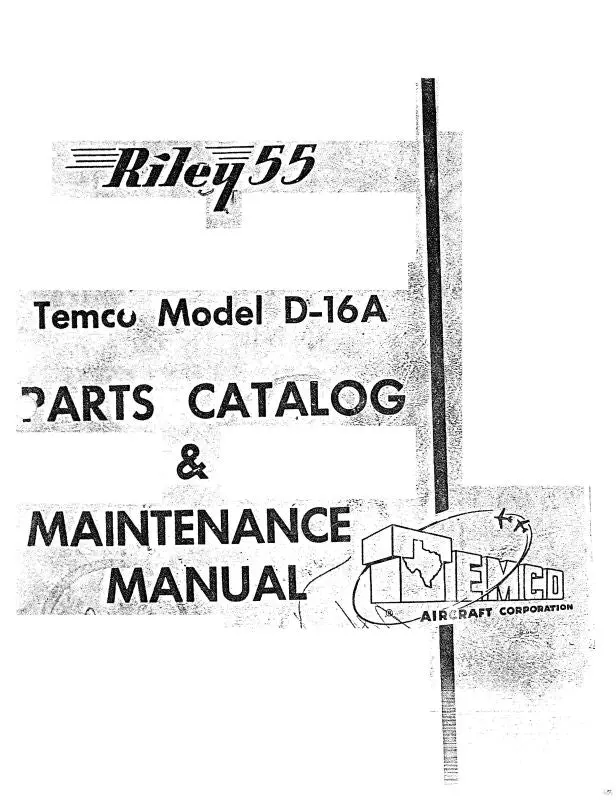 Navion D-16A Temco Parts & Maintenance Manual (Nvd16a-Pm-C) 1