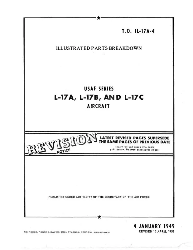 Navion L-17A, L-17B, L-17C 1949 Parts Catalog (1L-17A-4) 1