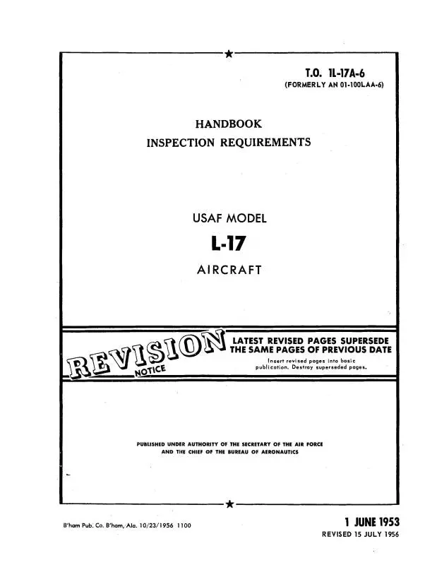 Navion L-17A, L-17B, L-17C 1951 Inspection Requirements Handbook (01-100Laa-6) 1