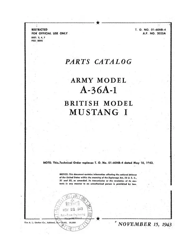 North American A-36A-1 1943 Parts Catalog (01-60Hb-4) 1