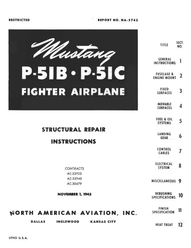 North American P-51B & P-51C 1943 Structural Repair Instructions (Na-5742) 1