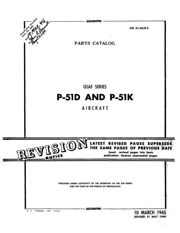 North American P-51D & P-51K 1945 Parts Catalog (An-01-60Je-4) 1