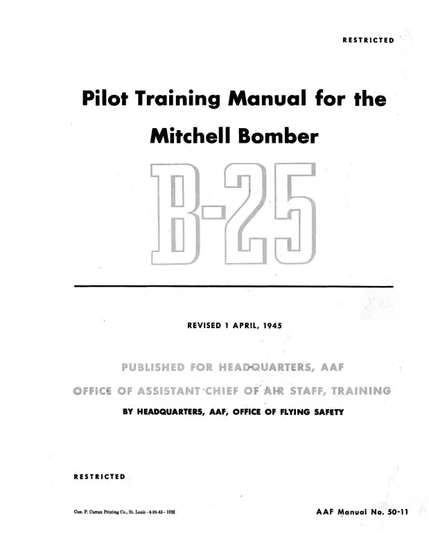 North American B-25 Mitchell 1945 Pilot Training Manual (50-11) 1