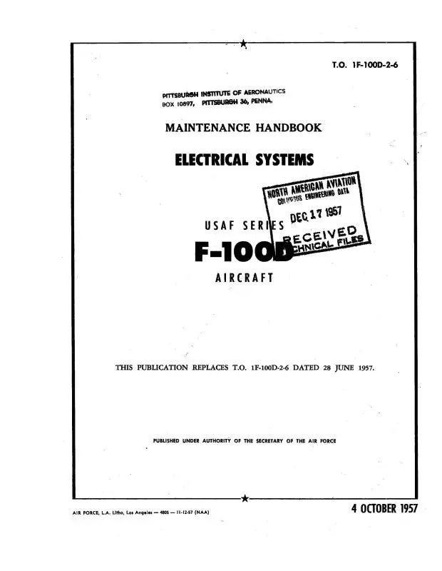 North American F-100D 1957 Maintenance Handbook (1F-100D-2-6) 1