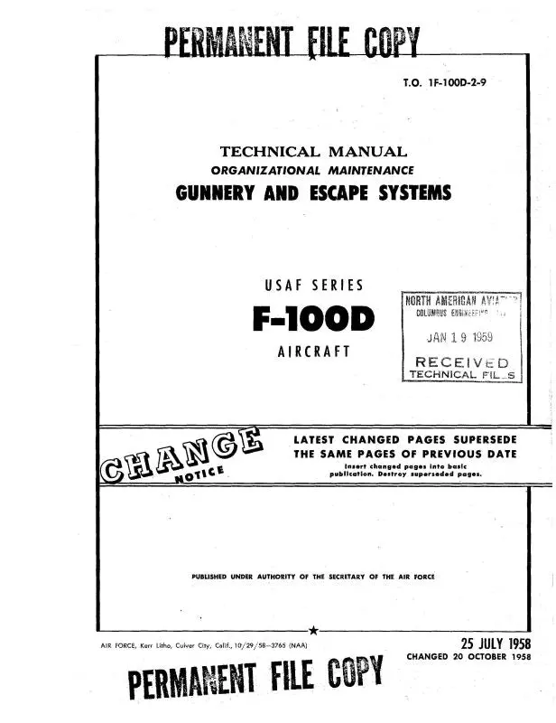 North American F-100D 1958 Organizational Maintenance Manual (1F-100D-2-9) 1