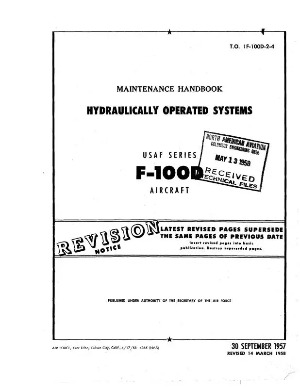 North American F-100D 1957 Maintenance Handbook (1F-100D-2-4) 1
