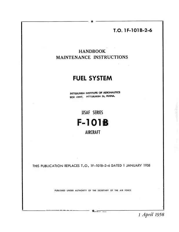 North American F-101B 1958 Maintenance Instructions Handbook (1F-101B-2-6) 1