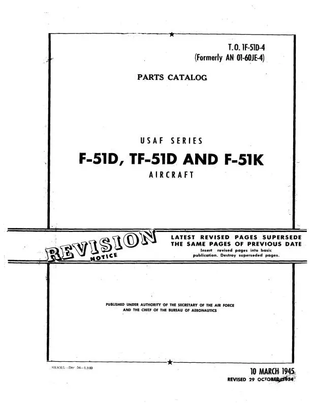 North American F-51D,Tf-51D,F-51K 1945 Parts Catalog (To-If-51D-4) 1