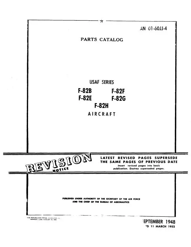North American F-82B,E,F,G,H 1948 Parts Catalog (01-60Jj-4) 1