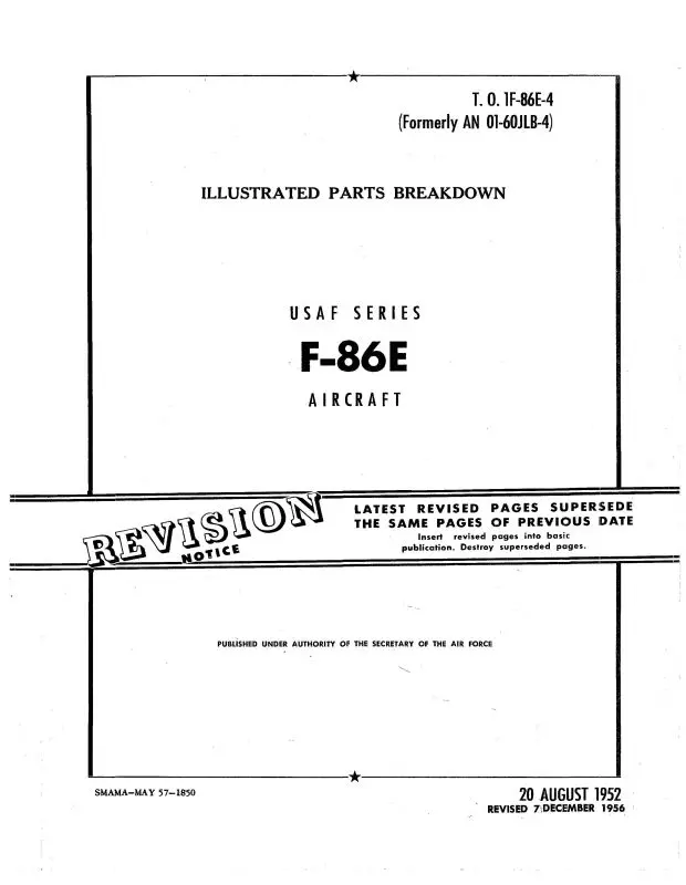 North American F-86E 1952 Illustrated Parts Breakdown (1F-86E-4) 1