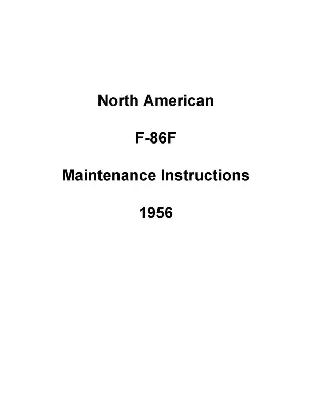 North American F-86F 1956 Maintenance Instructions (1F-86F-2) 1