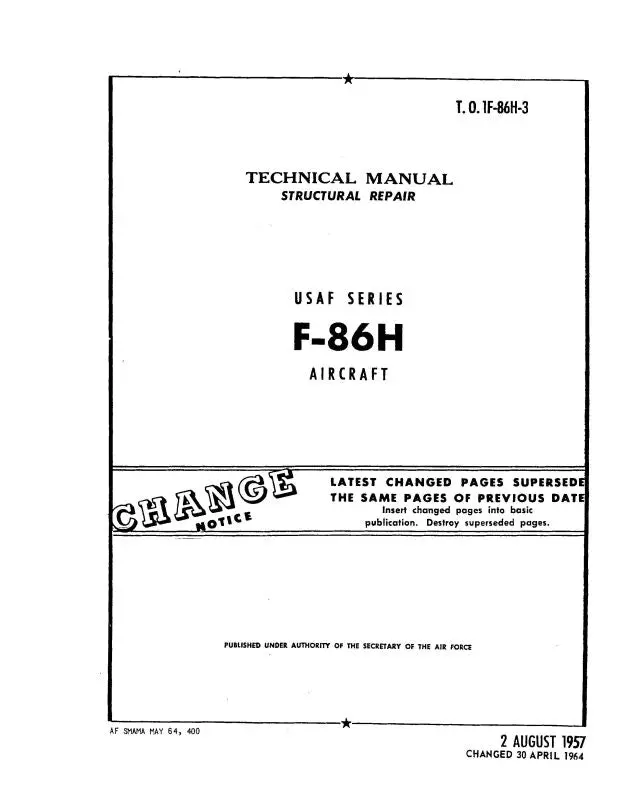 North American F-86H 1957 Structural Repair Manual (1F-86H-3) 1