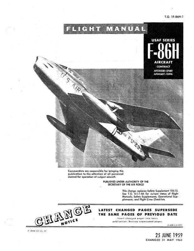 North American F-86H 1959 Flight Manual (1F-86H-1) 1