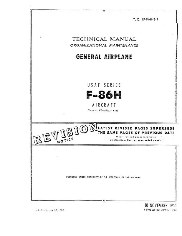 North American F-86H 1955 Organizational Maintenance (1F-86H-2-1) 1