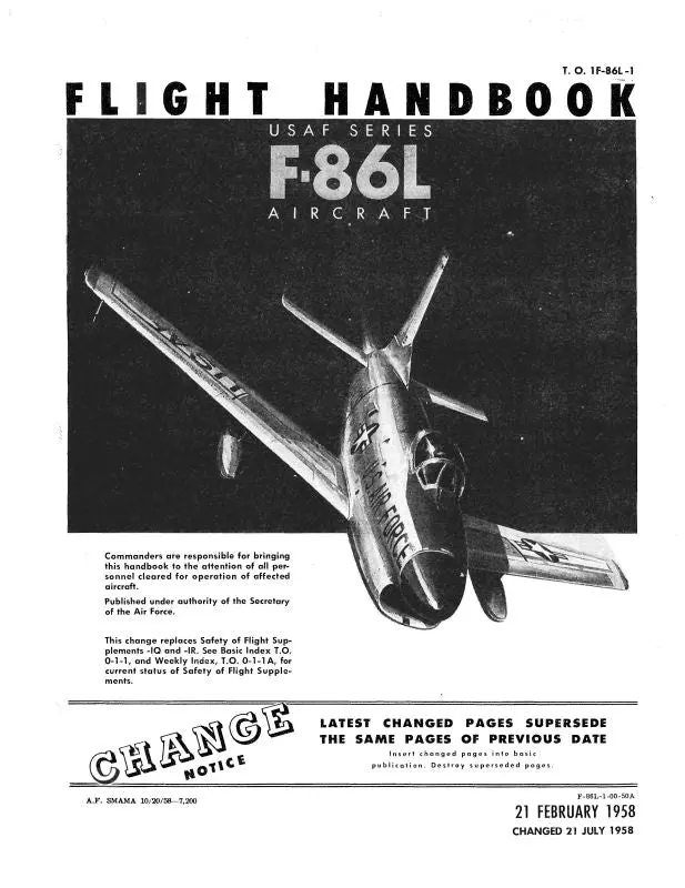 North American F-86L 1958 Flight Manual (1F-86L-1) 1
