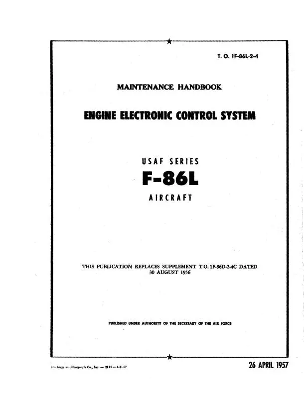 North American F-86L 1957 Maintenance Handbook (1F-86L-2-4) 1