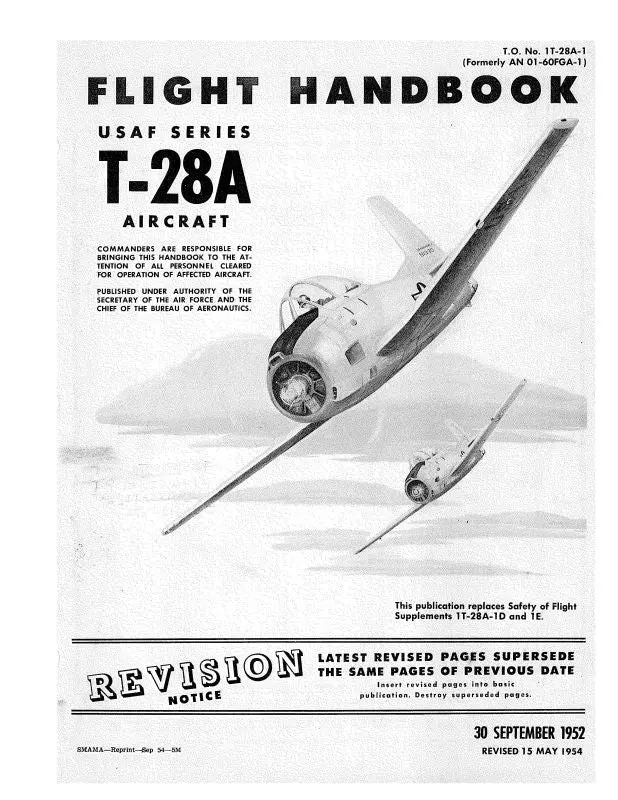 North American T-28A 1952 Flight Handbook (1T-28A-1) 1