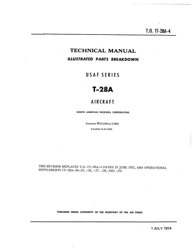North American T-28A 1974 Illustrated Parts Breakdown (1T-28A-4) 1