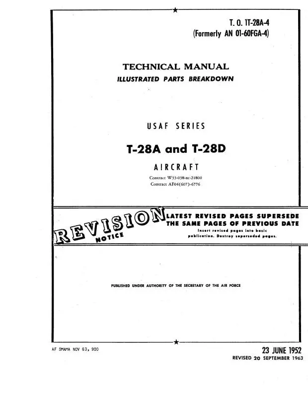 North American T-28A & T-28D 1952 Illustrated Parts Breakdown (01-60Fga-4) 1