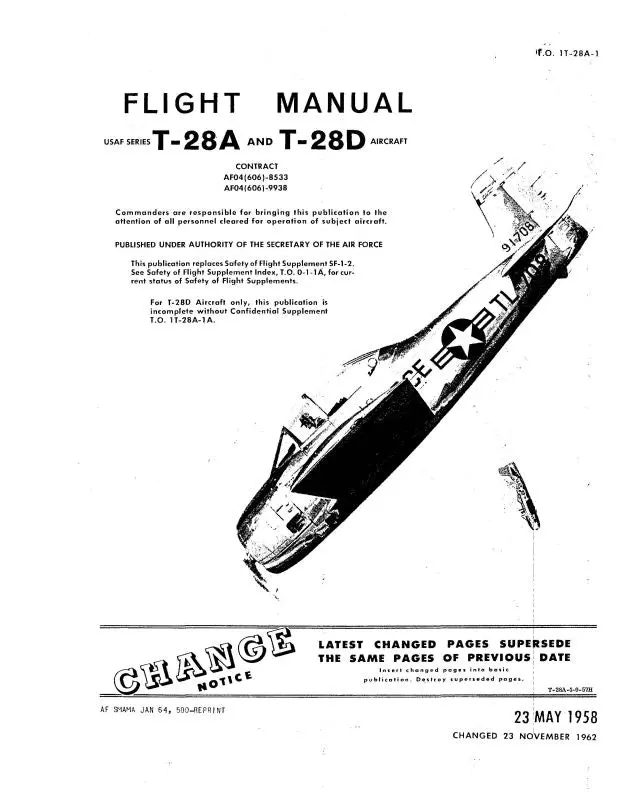 North American T-28A & T-28D 1958 Flight Manual (1T-28A-1) 1