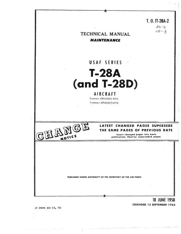 North American T-28A & T-28D 1958 Maintenance Manual (1T-28A-2) 1
