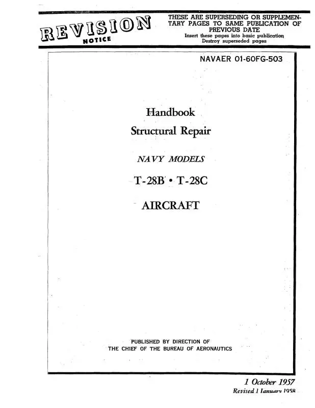 North American T-28B & T-28C 1957 Structural Repair Handbook (01-60Fg-503) 1