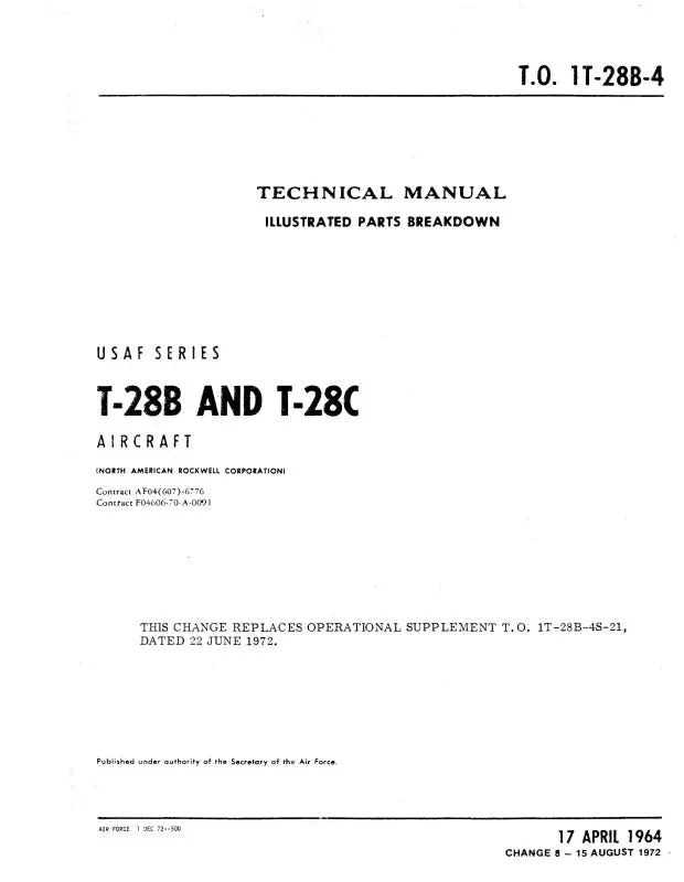 North American T-28B & T-28C 1964 Illustrated Parts Breakdown (1T-28B-4) 1