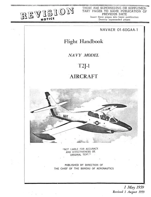 North American T2j-1 1959 Flight Handbook (01-60Gaa-1) 1
