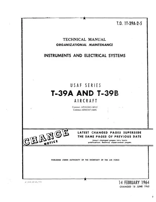 North American T-39A,B 1964 Organizational Maintenance Manual (1T-39A-2-5) 1