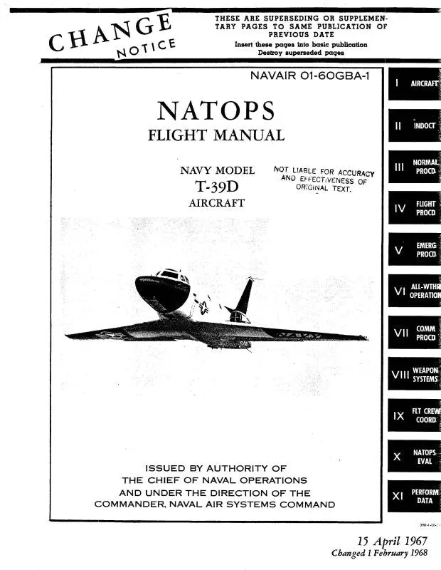 North American T-39D 1967 Natops Flight Manual (01-60Gba-1) 1