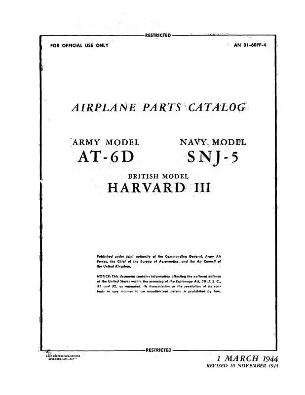 North American At-6D, Snj-5,6 1945 Parts Catalog (01-60Ff-4) 1