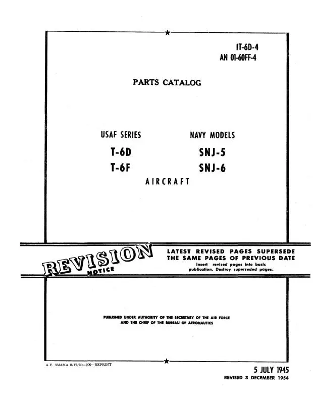 North American T-6D,F Snj-5,6 1945 Parts Catalog (To-1T-6D-4) 1