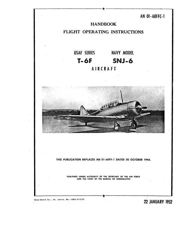 North American T-6F Usaf Snj-6 Navy 1952 Flight Handbook (An-01-60Ffc-1) 1