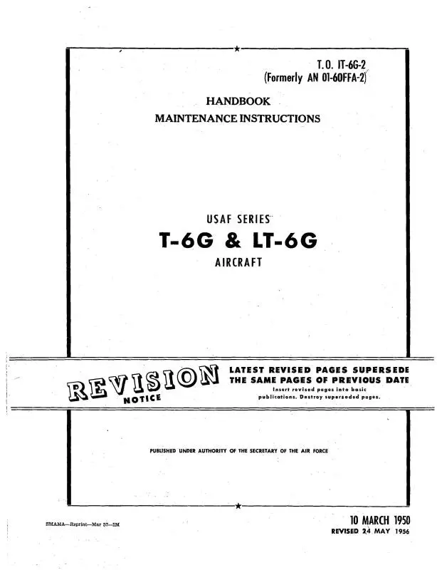 North American T-6G & Lt-6G 1950 Maintenance Instructions (1T-6G-2) 1