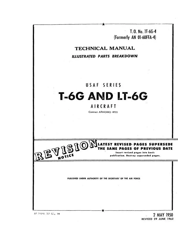 North American T-6G & Lt-6G 1950 Parts Catalog (01-60Ffa-4) 1