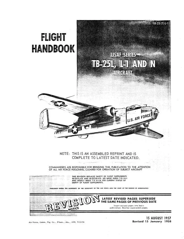 North American Tb-25L, L-1, N 1957 Flight Handbook (1B-25(T)L-1) 1