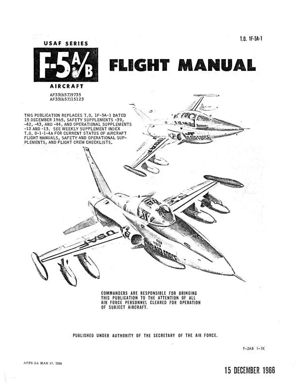 Northrop Aircraft Inc. F-5A 1966 Flight Manual (1F-5A-1) 1