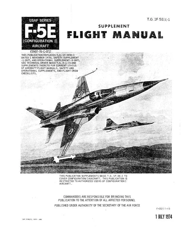 Northrop Aircraft Inc. F-5E 1974 Flight Manual (1F-5E(I)-1) 1