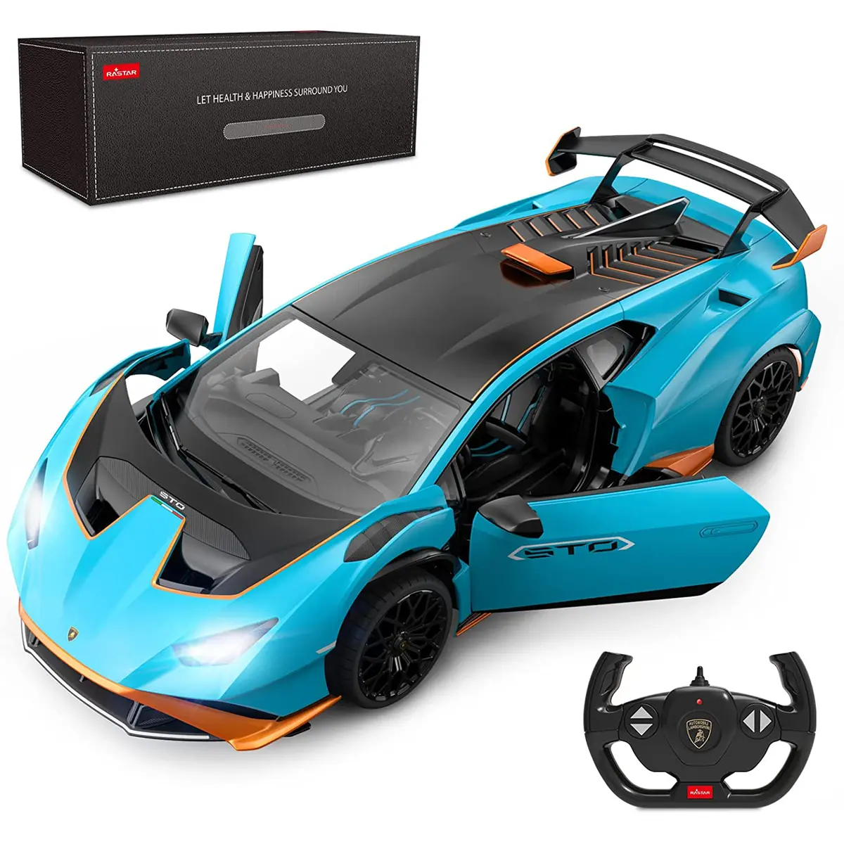 Lamborghini Huracan Sto Rc Car 1/14 Scale Licensed Remote Control Toy Car With Open Doors And Working Lights By Rastar 1