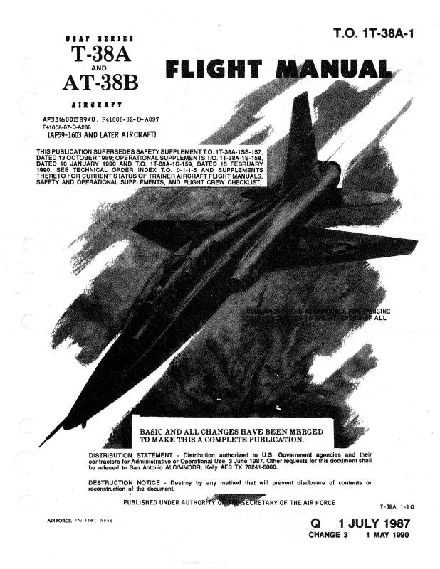 Northrop Aircraft Inc. T-38A & At-38B 1987 Flight Manual (1T-38A-1-87) 1