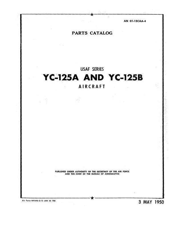 Northrop Aircraft Inc. Yc-125A,B 1950 Parts Catalog (01-15Caa-4) 1