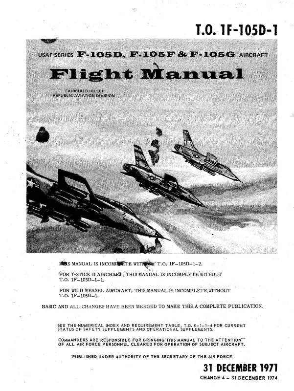 Republic Aviation F-105D,F,G 1971 Flight Manual (1F-105D-1) 1