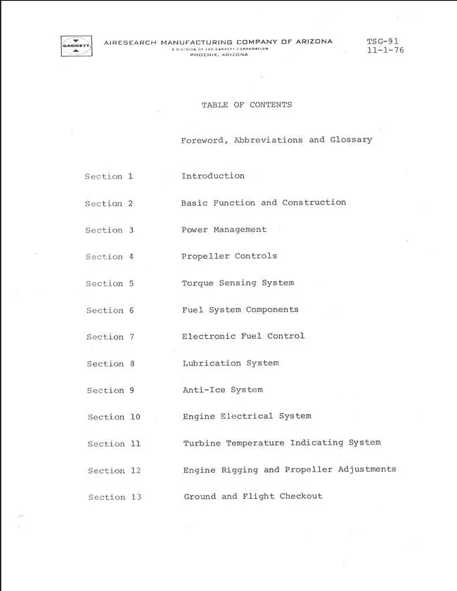Garrett-Airesearch Tpe331-8-401S Cessna Conquest Technical Training Manual (Tsg-91) 1