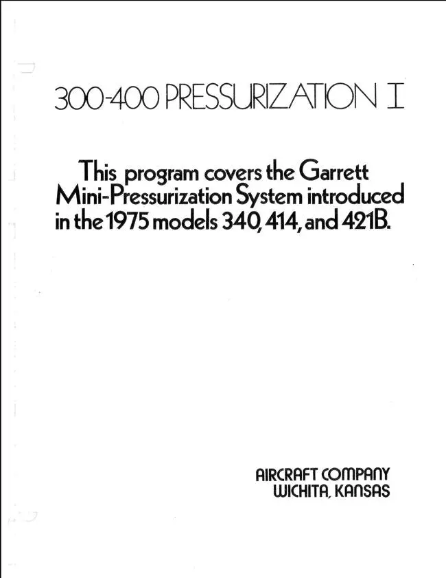 Cessna Training Garrett 300-400 Pressurization I Student Workbook 1