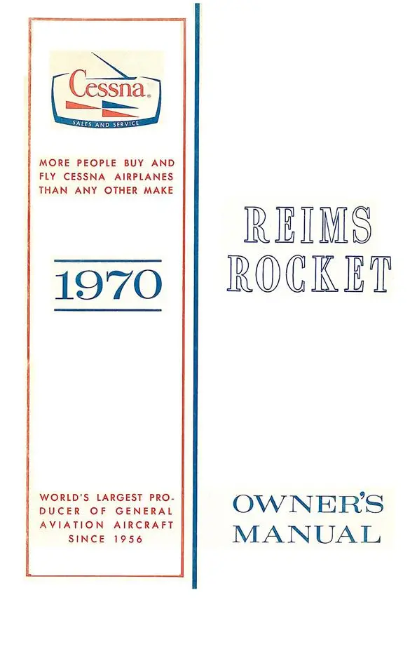 Cessna Fr172g Reims Rocket 1970 Owner's Manual (D744-13-Rand-250-8/69) 1