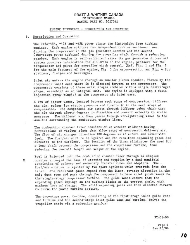 Douglas Pt6a-45A-45R, Fuel Control Description, Hartzel Prop Hc 85Mc-3C Turbo-Prop Maintenance  Manual (Part No. 3027042) 1