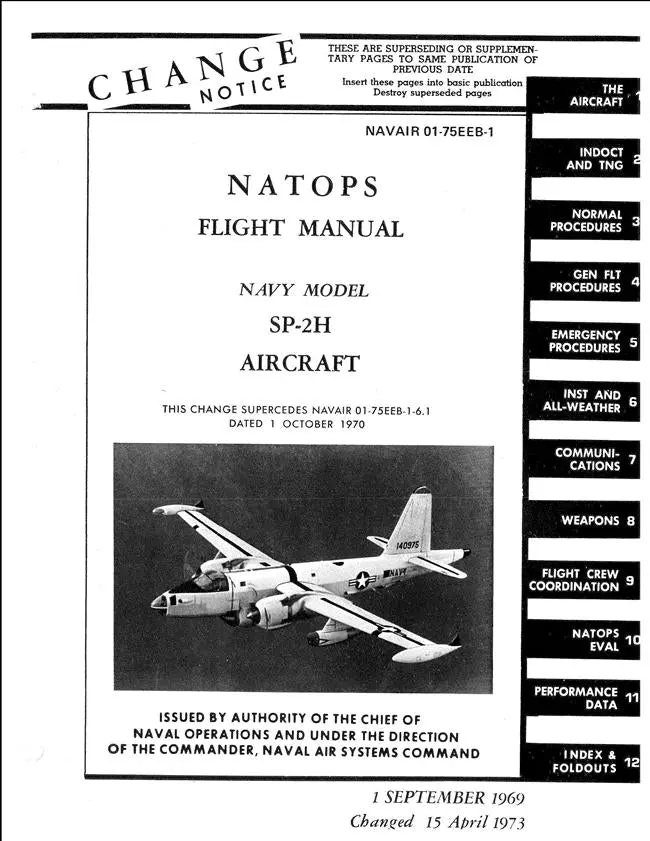 Lockheed Navair Natops Navy Model Sp-2H Flight Manual (01-75Eeb-1) 1