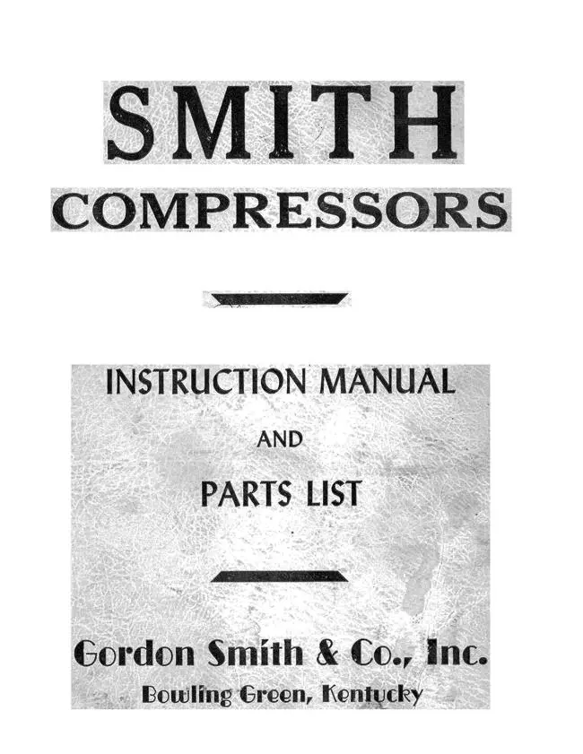 Smith Compressors Chrysler Engine Instruction Manual & Parts List 1