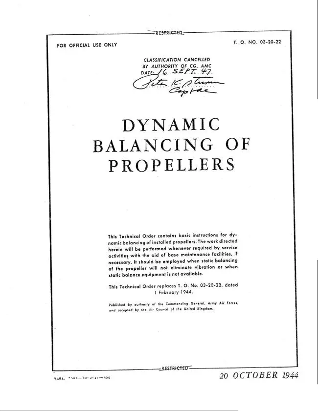 Usaf Dynamic Balancing Of Propellers Manual (T.O. 03-20-22) 1