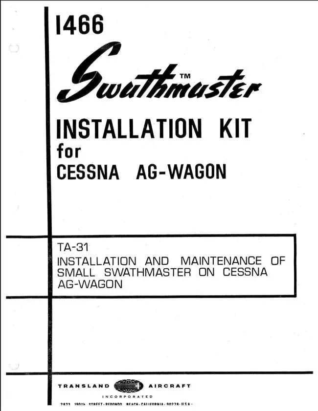 Swathmaster Installation Kit For Cessna Ag-Wagon (1466) 1